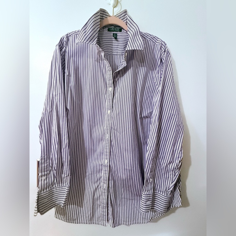 Ralph Lauren Purple and White Striped Blouse